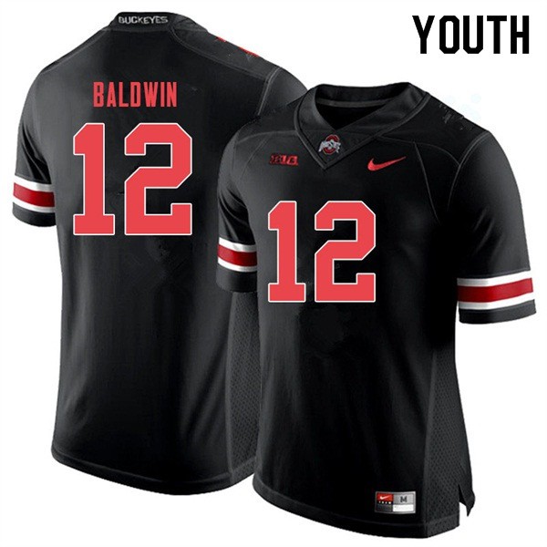 Ohio State Buckeyes #12 Matthew Baldwin Youth NCAA Jersey Black Out OSU363348